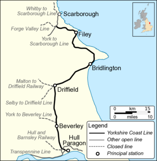 <span class="mw-page-title-main">Hull–Scarborough line</span> Railway line in Yorkshire, England