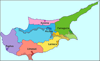 Map showing the districts of Cyprus