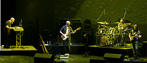 Liquid Tension Experiment onstage at Nearfest 2008. Bethlehem, PA.. From left: Jordan Rudess, Tony Levin, Mike Portnoy, John Petrucci.