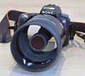 Minolta AF 500 mm F/8 catadioptric lens mounted on a Sony Alpha 55 camera