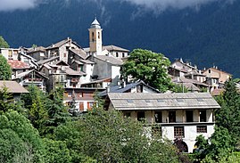 A view of La Bolline, in Valdebore, with the bell tower of the chapel of the Pénitents Blancs