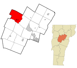 Location in Washington County and the state of Vermont.