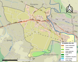 Carte en couleurs présentant l'occupation des sols.