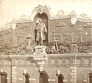 The Vanderbilt statue among its original sculpted relief