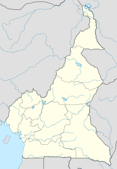 Mapa konturowa Kamerunu, na dole nieco na lewo znajduje się punkt z opisem „Jaunde”