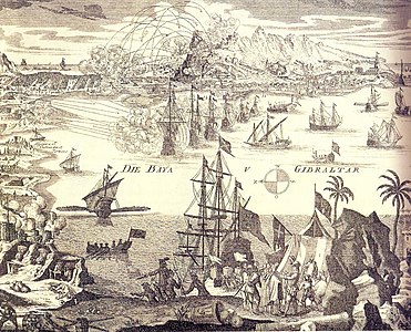 Detall d'una estampa alemanya del setge de Gibraltar de 1727