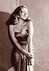 Hind Rostom in the early 1950s. Rostom was considered a sex symbol from a golden era of Egyptian cinema. Hind Rostom 1950s.jpg