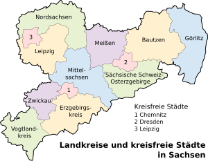 Landelike distrikskaart van Sachsen