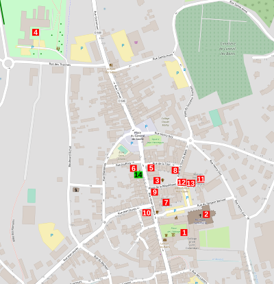 Carte indiquant les monuments d'une ville.