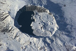 <span class="mw-page-title-main">Volcanic crater</span> Roughly circular depression in the ground caused by volcanic activity