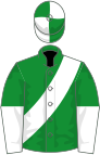 Green, white sash, halved sleeves, quartered cap