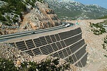 Reinforced earth with gabions supporting a multilane roadway SvetiRok.jpg