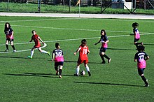 Silivri Alibey Spor (red) vs Tekirdag G.H.S.K. (navy/purple) in the 2019-20 season match of the Turkish Women's Third League. AliBeySporvsTekirdagGHSK2019-20 (6).jpg