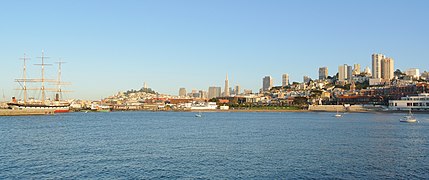 From left to right: San Francisco Maritime National Historical Park, Telegraph Hill and Coit Tower, Fisherman's Wharf, Downtown San Francisco, Russian Hill and Aquatic Park Historic District