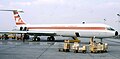 1975–1993 Czechoslovak Airlines livery: a red line over windows and OK (JET) prominent on tail