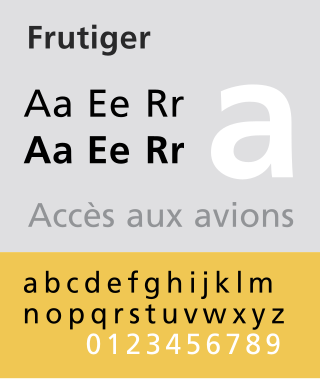 <span class="mw-page-title-main">Frutiger (typeface)</span> Typeface designed by Adrian Frutiger