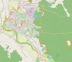 Mapa konturowa Mielca, na dole znajduje się punkt z opisem „Rzochów”