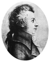 Mozart en 1789. Portrait exécuté à la pointe d'argent par Doris Stock (76 x 62 mm). Cette représentation de Mozart est l'une des rares qui lui ressemble vraiment.