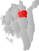 Mapa do condado de Vestfold com Eidsberg em destaque.