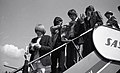 Brian Jones, Keith Richards, Mick Jagger and Bill Wyman at Fornebu airport in Oslo, 1965