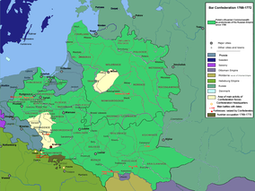 Map showing area of the Bar Confederation conflict