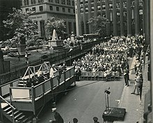 The ceremony in front of Trinity Church celebrating the first class taught at Columbia, July 16, 1954 Columbia200celebration.jpg