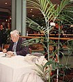 Peter Ustinov at a book signing session at the ABC Shop, in The Myer Centre (photo taken in either 1992 or 1993)