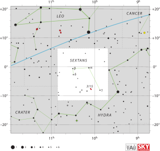 <span class="mw-page-title-main">Sextans</span> Constellation on the celestial equator