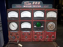 Vintage engine testing equipment that can test ignition timing, ignition dwell, manifold vacuum and exhaust emissions Sun 800 tester-001.jpg