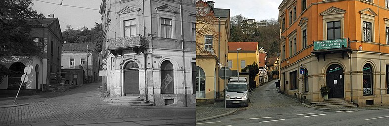 Der Veilchenweg in Dresden-Loschwitz 1986 und 2021