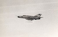 Um antigo caça MiG-21 de Cuba na década de 1980.