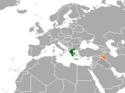 Map indicating locations of Greece and Kurdistan Region