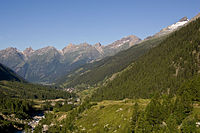 View of the Lötschental with the village of Blatten