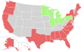 Image of U.S. states with coastlines.