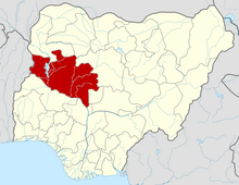 Kontagora is located in Niger State which is shown here in red.