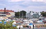 Hamnen vid Strömstads centrum, med bland annat Societetshuset Skagerack, 2006