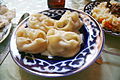 Manti - steamed dough filled with meat or vegetables