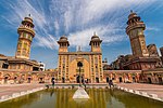 A Mughal-style mosque with richly decorated facade