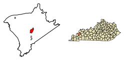 Location of Marion in Crittenden County, Kentucky.