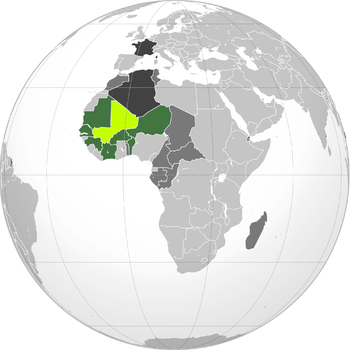 French Sudan (Lime) and the rest of the French colonies in Africa (Dark Green). French Sudan.png