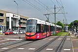 GVB 3063 + 3053 in uitvoering 'Uithoornlijn' te Amstelveen-Middenhoven; 15 mei 2024.