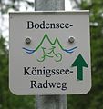 Einer der vielen Abzweigungen vom Iller-Radweg: der Bodensee-Königssee-Radweg führt beispielsweise weiter in die westliche und östliche Richtung