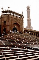 Northeast entrance to Delhi, India's Jama Masjid.