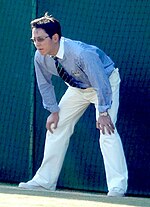 A line umpire focuses on his assigned line