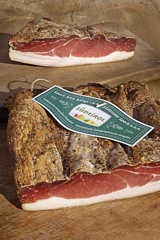 <span class="mw-page-title-main">Speck Alto Adige</span> Dry-cured ham from South Tyrol, Italy