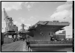 Aircraft carrier USS John F. Kennedy in drydock, Naval Shipyard, 1968