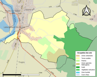 Carte en couleurs présentant l'occupation des sols.