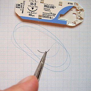 <span class="mw-page-title-main">Surgical suture</span> Medical device used to hold body tissues together