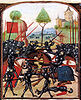 15th century manuscript illustration of the Battle of Barnet