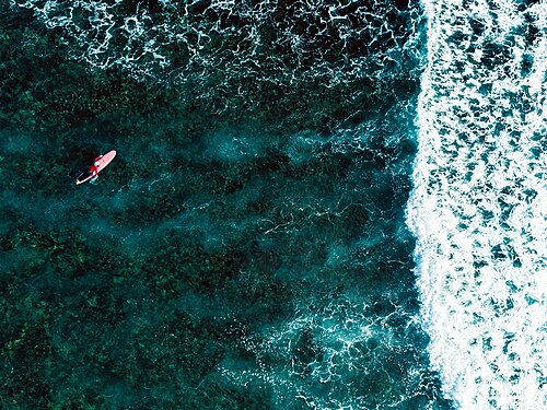 A surfer gears up for the oncoming wave in the famous Cloud 9, Siargao Island. Photograph: Michael Angelo Luna (CC BY-SA 4.0)